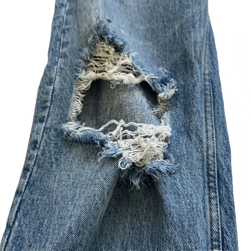 Abercrombie & Fitch The Dad High Rise Jeans Womens 28/6S Distressed Button Fly